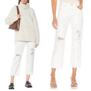 $228 CITIZENS OF HUMANITY EMERY CROP JEANS MOONSTONE WHITE DISTRESS SZ 29